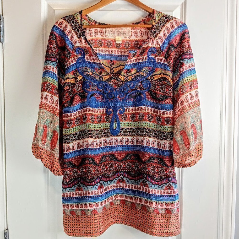 Nick & Mo Embroidered Bohemian Tunic Top